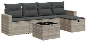 Polyrattan Kerti Ülőgarnitúra - 6 részes - Világosszürke