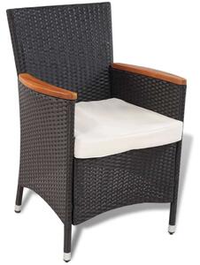 Polyrattan Kültéri Étkezőgarnitúra - 4 Székes - Fekete