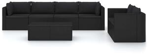 Polyrattan Kerti Társalgószett - 7 részes - Fekete