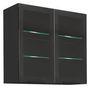 KONDELA Felső szekrény, fekete, ARAKA/MENZO/SIBER 80 GS-72 2F