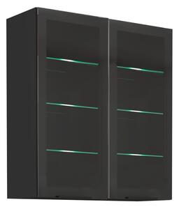 KONDELA Felső szekrény, fekete, ARAKA/MENZO/SIBER 80 GS-90 2F