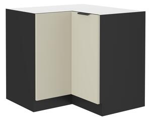 KONDELA Alsó sarokszekrény, cashmere/fekete, ARAKA 90x90 DN 2F BB