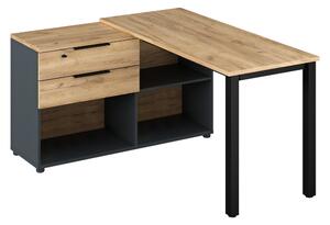 KONDELA Sarok PC-asztal, grafit/artisan tölgy, KLAUDIUS TYP 8