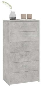 6-fiókos betonszürke forgácslap tálalószekrény 50 x 34 x 96 cm