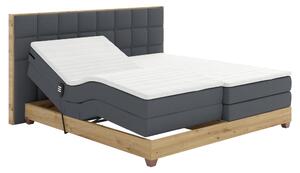 KONDELA Elektromos állítható ágy, boxspring, sötétszürke/artisan tölgy, 160x200, TIANA