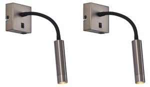2 db modern antracit fali lámpa USB-C-vel - Gosna
