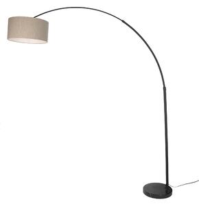 Modern ívlámpa fekete márvány talppal és bézs buklé árnyékolóval 50cm - XXL