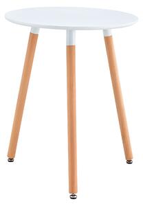 KONDELA Étkezőasztal, fehér/bükk, átmérő 60 cm, ELCAN NEW TYP 1