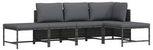 5 részes szürke polyrattan kerti ülőgarnitúra párnákkal