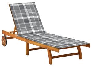 Tömör akácfa kerti napozóágy párnával