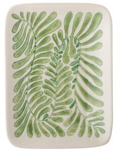 Zöld kőedény tálaló tányér Bloomingville Fauni 15 x 11,5 cm