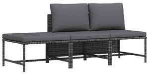 3 részes szürke polyrattan kerti ülőgarnitúra párnákkal