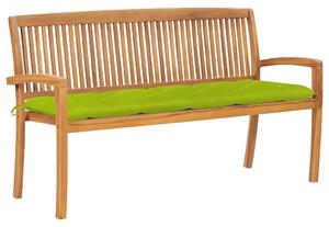 Tömör tíkfa rakásolható kerti pad párnával 159 cm