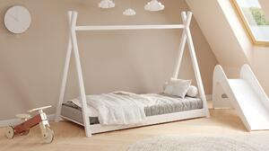 Tipi gyerekágy 70x140 fa házikó - fehér