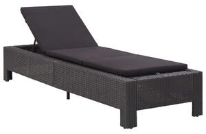 Fekete polyrattan napozóágy párnával