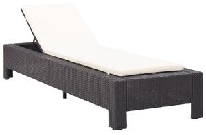 Fekete polyrattan napozóágy párnával