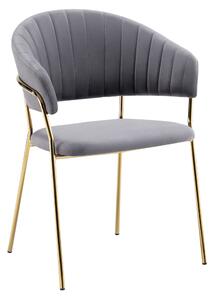KONDELA Design étkezőszék, szürkésbarna Velvet szövet/gold króm arany, DASMIN TYP 1