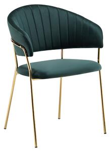 KONDELA Design étkezőszék, sötétzöld Velvet szövet/gold króm arany, DASMIN TYP 1