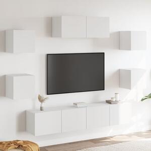 7 részes fehér szerelt fa TV-szekrényszett