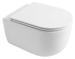 WC soft close ülőkével felakasztható SAT Ergo fehér fényes felülettel hátsó kifolyással SATPSWC Plus Size