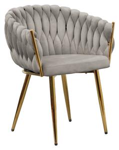 KONDELA Étkezőszék, szürkésbarna Taupe Velvet szövet/gold króm arany, DEILA