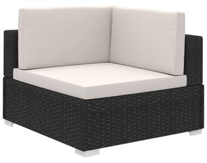 Polyrattan Kerti Bútorszett - 6 részes - Fekete
