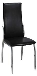 Elegáns Műbőr Étkezőszék - 4 db - Fekete - Króm Lábak