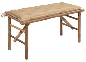 Összecsukható bambusz kerti pad párnával 118 cm