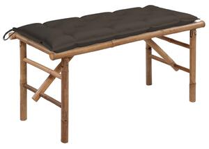 Összecsukható bambusz kerti pad párnával 118 cm