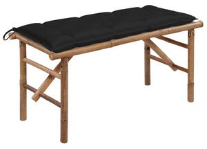 Összecsukható bambusz kerti pad párnával 118 cm