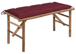 Összecsukható bambusz kerti pad párnával 118 cm