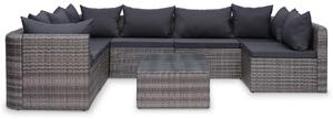 Polyrattan Kerti Ülőgarnitúra - 8 részes - Szürke