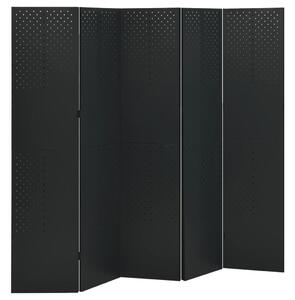 Fekete acél 5-paneles paraván 200 x 180 cm