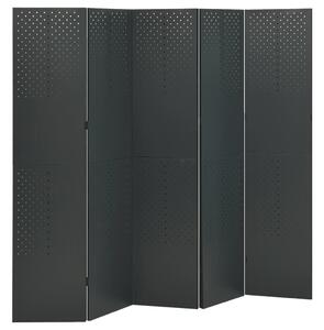 Antracitszürke acél 5-paneles paraván 200 x 180 cm