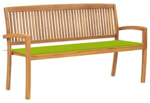 Tömör tíkfa rakásolható kerti pad párnával 159 cm