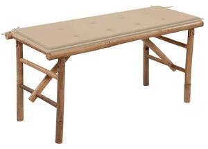 Összecsukható bambusz kerti pad párnával 118 cm