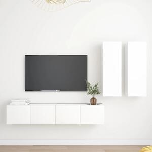 4 részes fehér szerelt fa TV-szekrényszett