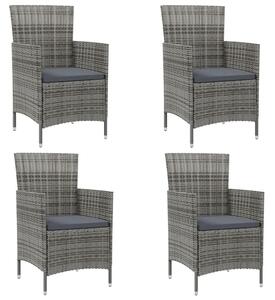 4 db szürke polyrattan kerti szék párnával