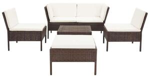 Polyrattan Kerti Bútorszett - 6 részes - Barna
