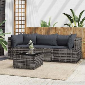 4 részes szürke polyrattan kerti ülőgarnitúra párnákkal