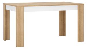 KONDELA Étkezőasztal LYOT03, nyitható, tölgy riviera/fehér extra magasfényű, 140-180x85 cm, LEONARDO