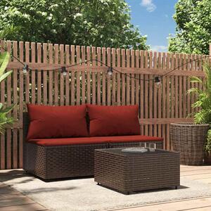 3 részes barna polyrattan kerti ülőgarnitúra párnával