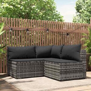 3 részes szürke polyrattan kerti ülőgarnitúra párnákkal