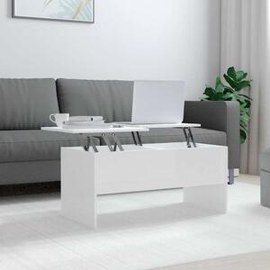 Magasfényű fehér szerelt fa dohányzóasztal 102x50,5x46,5 cm