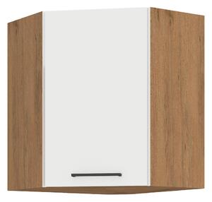 KONDELA Felső sarokszekrény, lancelot tölgy / fehér extra magas fényű HG, VEGA 58x58 GN-72 1F