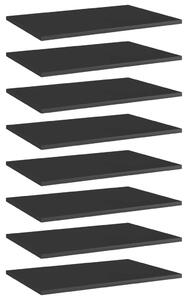 8 db magasfényű fekete forgácslap könyvespolc 60 x 40 x 1,5 cm