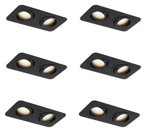 6 darabos, lekerekített, süllyesztett spotlámpa szett, fekete GU10 50mm, forgatható és dönthető, IP44 2-lámpás - Alberto