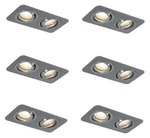 6 darabos, lekerekített, süllyesztett spotlámpa szett fegyverszürke GU10 50mm állítható IP44 2-lámpás - Alberto