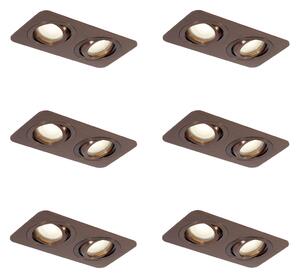 6 darabos, lekerekített, sötét bronz, süllyesztett spotlámpa készlet GU10 50mm-es, forgatható és dönthető IP44 2-fényű - Alberto