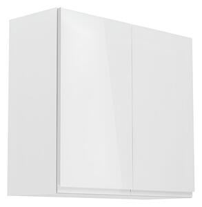 KONDELA Felsőszekrény, fehér/fehér extra magasfényű, AURORA G80